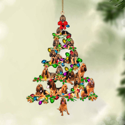 Ornament- Bloodhound-Christmas Tree Lights-Two Sided Ornament, Happy Christmas Ornament, Car Ornament