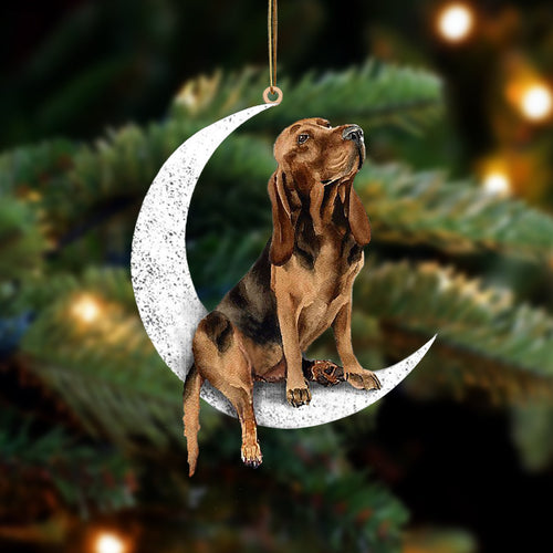 Bloodhound Sit On The Moon Two Sided Ornament Dog Hanging Christmas Ornament