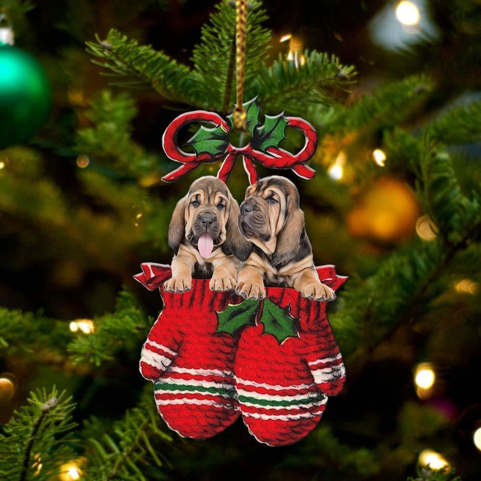 Bloodhound Inside Your Gloves Christmas Holiday-Two Sided Ornament, Christmas Ornament, Car Ornament