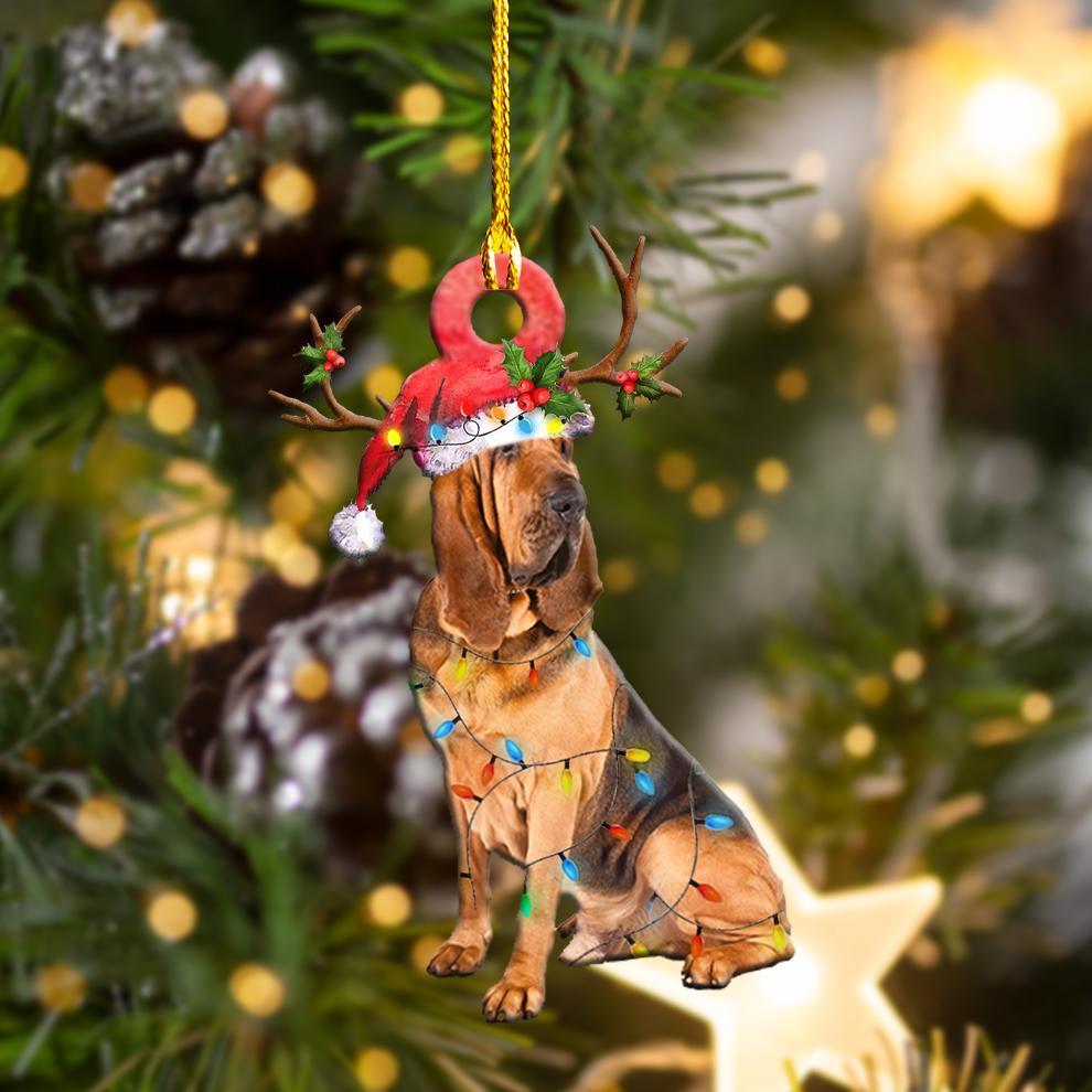 Godmerch- Ornament- Bloodhound Christmas Shape Ornament, Happy Christmas Ornament, Car Ornament