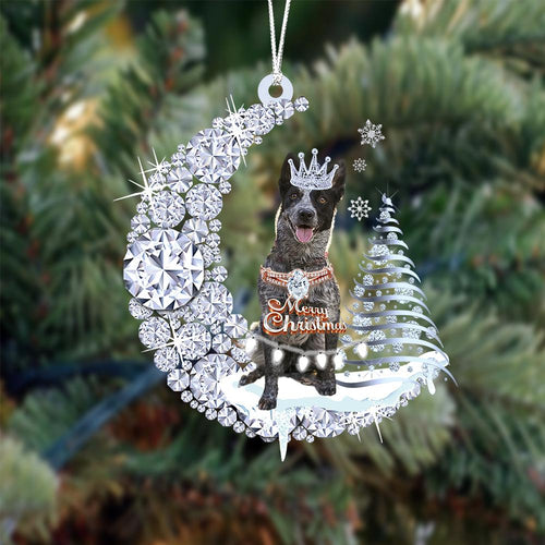 Blue Heeler Diamond Moon Merry Christmas Ornament Christmas Gift For Dog Lover