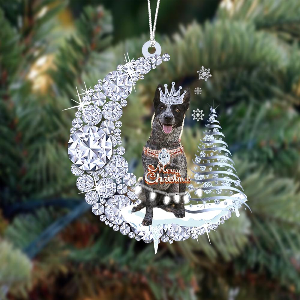 Blue Heeler Diamond Moon Merry Christmas Ornament Christmas Gift For Dog Lover