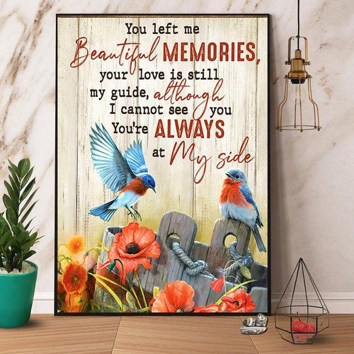 Blue Birds You Let Me Beautiful Memories Paper Canvas And Poster, Wall Decor Visual Art