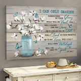 Blue butterfly Cotton flower painting I can only imagine - Matte Canvas
