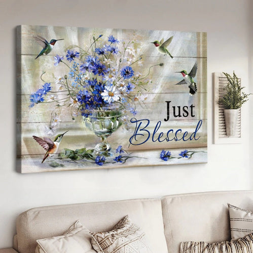 Blue daisy Hummingbirds Just blessed - Matte Canvas