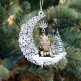 Border Collie Diamond Moon Merry Christmas Ornament Dog Ornament