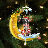 Godmerch- Border Collie On The Moon Merry Christmas Hanging Ornament Dog Ornament, Car Ornament, Christmas Ornament