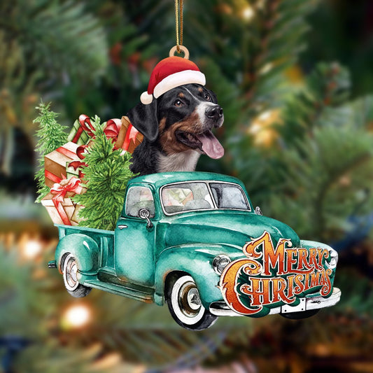 Border Collie-Green Truck Hanging Ornament