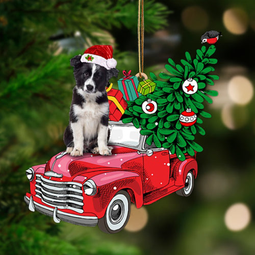 Godmerch- Ornament- Border Collie-Pine Truck Hanging Ornament, Happy Christmas Ornament, Car Ornament