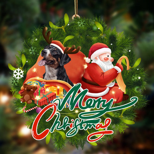 Godmerch- Ornament- Border Collie-Santa & dog Hanging Ornament, Happy Christmas Ornament, Car Ornament