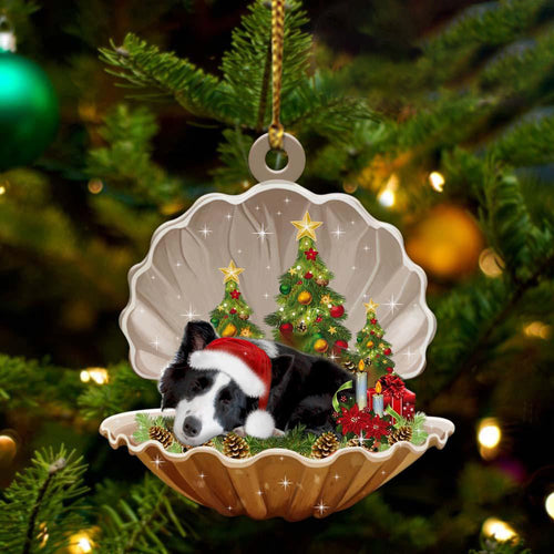 Ornament- Border Collie-Sleeping Pearl in Christmas Two Sided Ornament, Christmas Ornament, Car Ornament