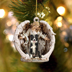 Border Collie (3)-Angel Hug Winter Love Two Sided Ornament