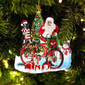 Godmerch- Ornament- Border Collie On Santa's Bike Ornament Dog Ornament, Car Ornament, Christmas Ornament