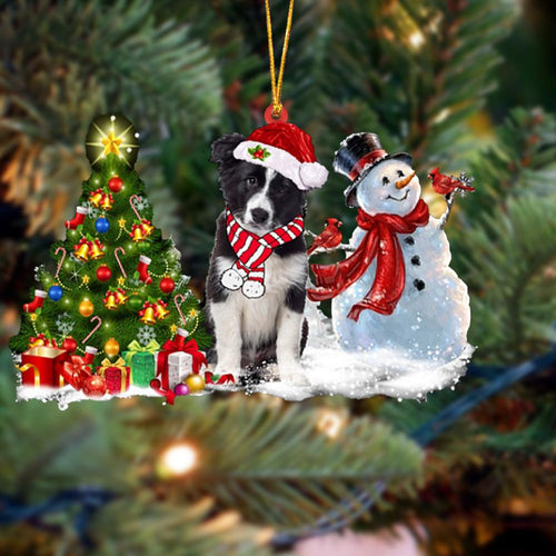 Godmerch- Ornament- Border Collie Christmas Snow Hanging Ornament Dog Ornament, Car Ornament, Christmas Ornament