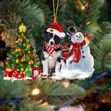 Godmerch- Ornament- Border Collie Christmas Snow Hanging Ornament Dog Ornament, Car Ornament, Christmas Ornament