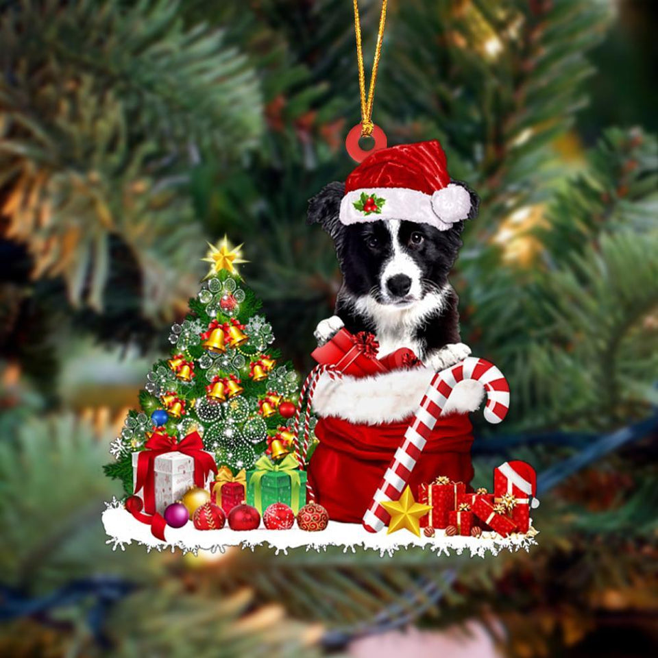 Godmerch- Ornament- Border Collie Gift Bag Merry Christmas Ornament Dog Ornament, Car Ornament, Christmas Ornament
