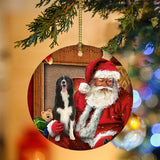 Godmerch- Ornament- Border Collie With Santa Christmas Ornament, Happy Christmas Ornament, Car Ornament