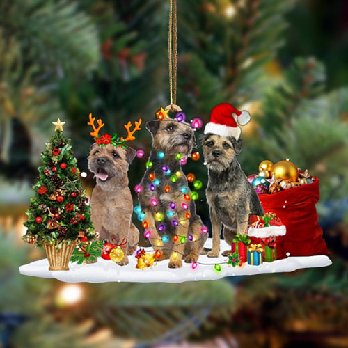 Ornament- Border Terrier-Christmas Dog Friends Hanging Ornament, Happy Christmas Ornament, Car Ornament