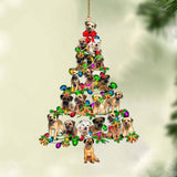 Ornament- Border Terrier-Christmas Tree Lights-Two Sided Ornament, Happy Christmas Ornament, Car Ornament