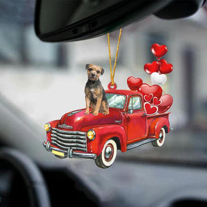Border Terrier-Red Sports Car-Two Sided Ornament