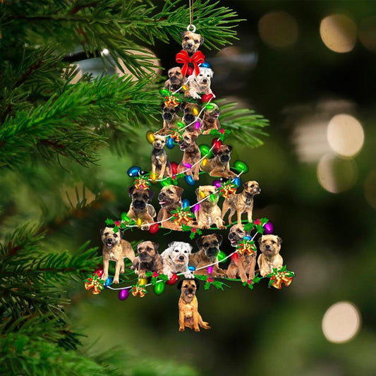 Border Terrier-Christmas Tree Lights-Two Sided Ornament