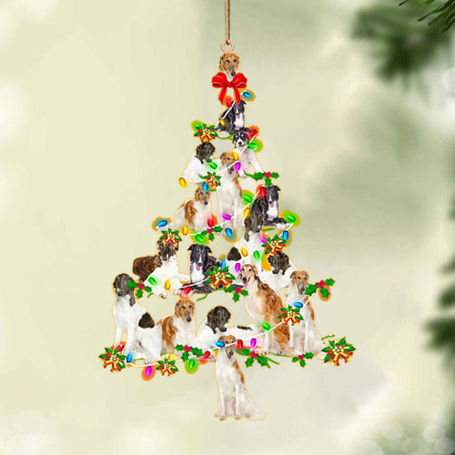 Godmerch- Ornament- Borzoi-Christmas Tree Lights-Two Sided Ornament, Happy Christmas Ornament, Car Ornament