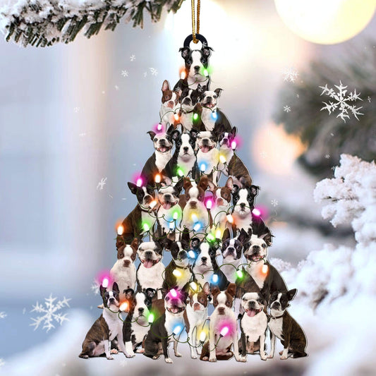 Boston Terrier Lovely Tree Gift For Boston Terrier Lover Gift For Dog Mom Ornament