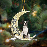Godmerch- Boston Terrier I Love You To The Moon And Back Hanging Ornament, Car Ornament, Christmas Ornament