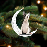 Boston 2 Sit On The Moon Two Sided Ornament Dog Hanging Christmas Ornament