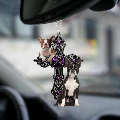 Boston Terrier Pray For God Car Hanging Ornament Present To Dog Lovers Godmerch
