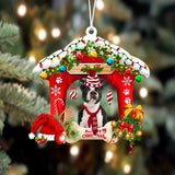 Ornament- Boston Terrier 1-Christmas House Two Sided Ornament, Happy Christmas Ornament, Car Ornament