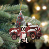 Ornament- Boston Terrier 1-Christmas Truck Two Sided Ornament, Happy Christmas Ornament, Car Ornament
