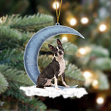 Godmerch- Ornament- Boston Terrier Sits On The Moon Hanging Ornament Dog Ornament, Car Ornament, Christmas Ornament