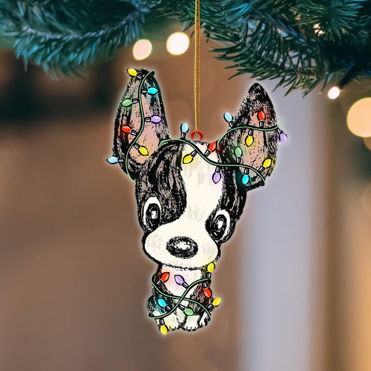 Boston Terrier Christmas Light Hanging Ornament, Animal Christmas Ornaments