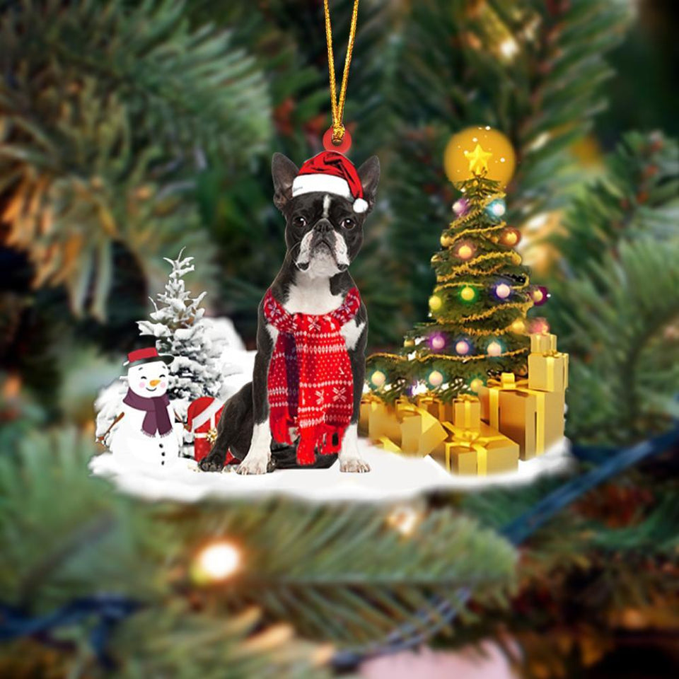 Godmerch- Ornament- Boston Terrier Christmas Ornament Dog Ornament, Car Ornament, Christmas Ornament