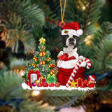 Godmerch- Ornament- Boston Terrier Gift Bag Merry Christmas Ornament Dog Ornament, Car Ornament, Christmas Ornament