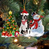 Godmerch- Ornament- Boston Terrier Christmas Snow Hanging Ornament Dog Ornament, Car Ornament, Christmas Ornament