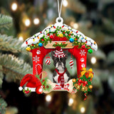 Godmerch- Ornament- Boston terrier-Christmas House Two Sided Ornament, Happy Christmas Ornament, Car Ornament