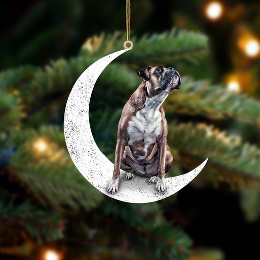Box 2 Sit On The Moon Two Sided Ornament Dog Hanging Christmas Ornament