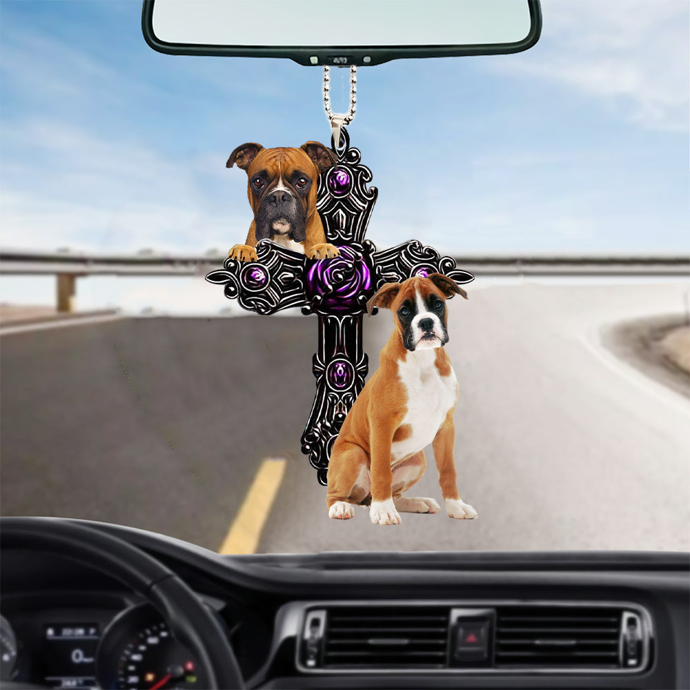 Boxer Pray For God Car Hanging Ornament Dog Pray For God Ornament Godmerch