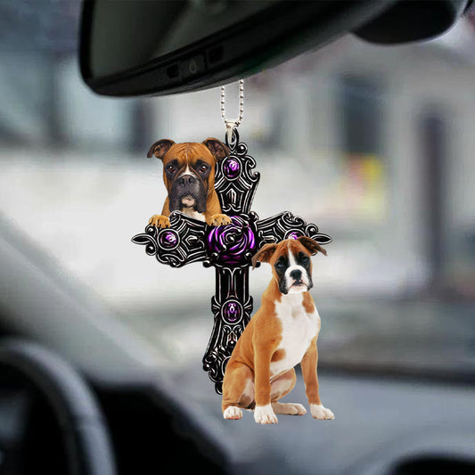 Boxer Pray For God Car Hanging Ornament Dog Pray For God Ornament Godmerch