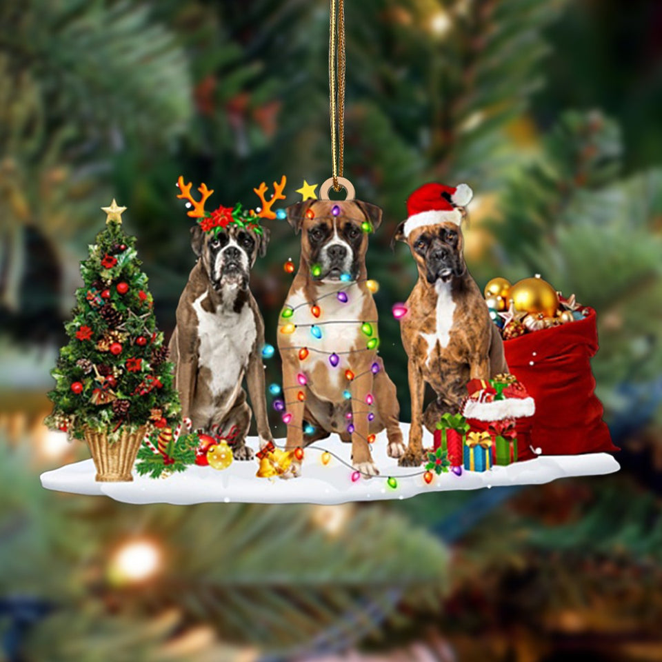 Godmerch- Ornament- Boxer-Christmas Dog Friends Hanging Ornament, Happy Christmas Ornament, Car Ornament