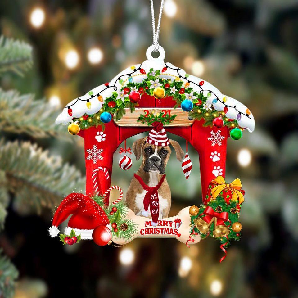 Godmerch- Ornament- Boxer-Christmas House Two Sided Ornament, Happy Christmas Ornament, Car Ornament