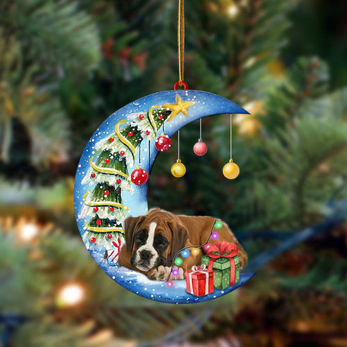 Ornament- Boxer-Sleep On The Moon Christmas Two Sided Ornament, Happy Christmas Ornament, Car Ornament