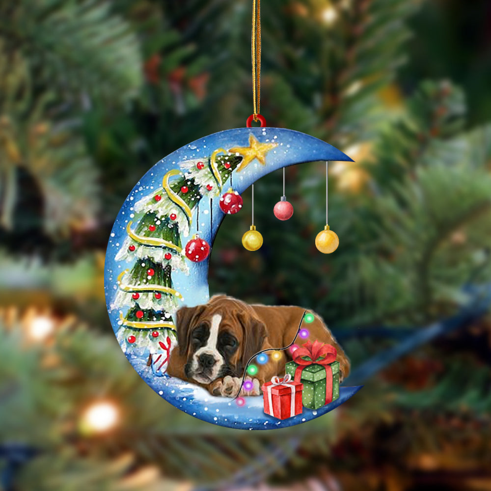 Ornament- Boxer-Sleep On The Moon Christmas Two Sided Ornament, Happy Christmas Ornament, Car Ornament
