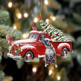 Godmerch- Ornament- Boxer 1-Cardinal & Truck Two Sided Ornament, Happy Christmas Ornament, Car Ornament