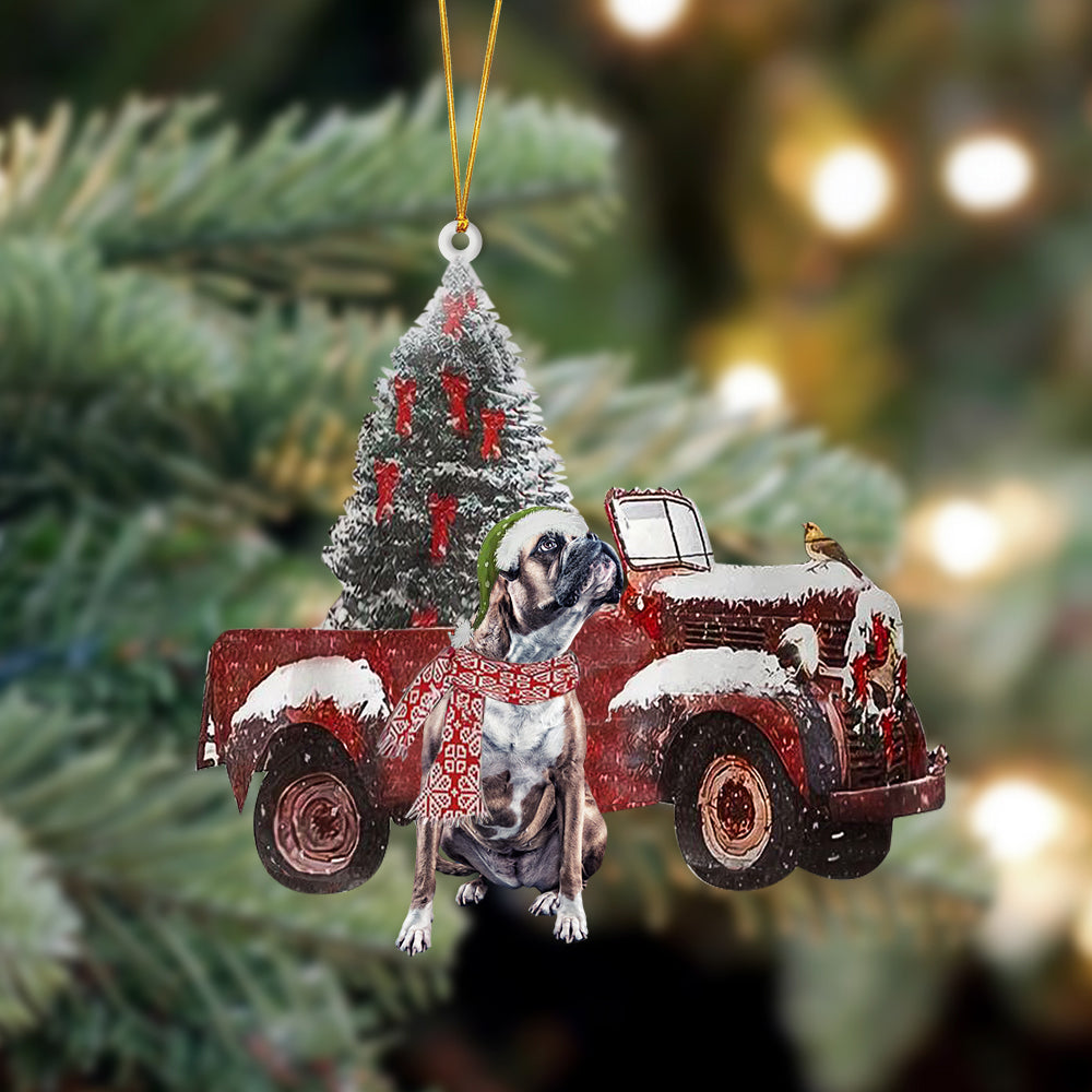 Godmerch- Ornament- Boxer 1-Christmas Truck Two Sided Ornament, Happy Christmas Ornament, Car Ornament