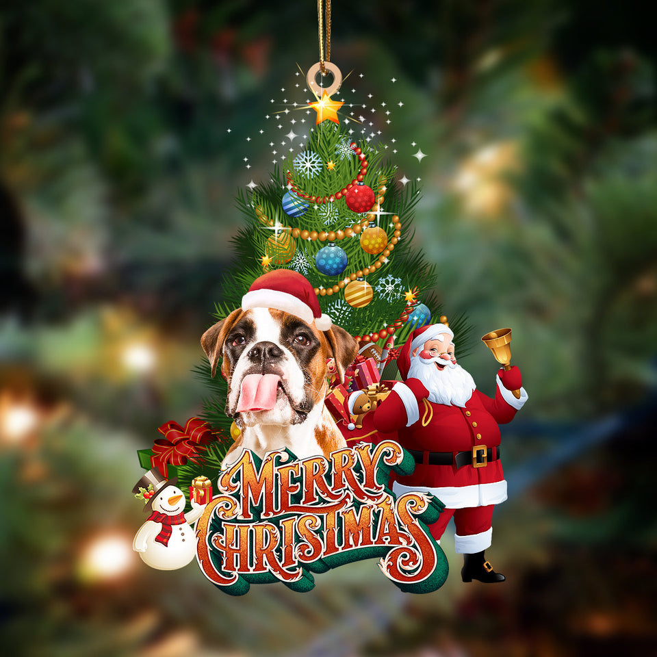 Godmerch- Ornament- Boxer 2-Christmas Tree&Dog Hanging Ornament, Happy Christmas Ornament, Car Ornament
