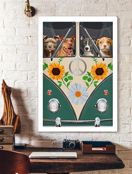 Boxer Dog Hippie Canvas And Poster, Wall Decor Visual Art