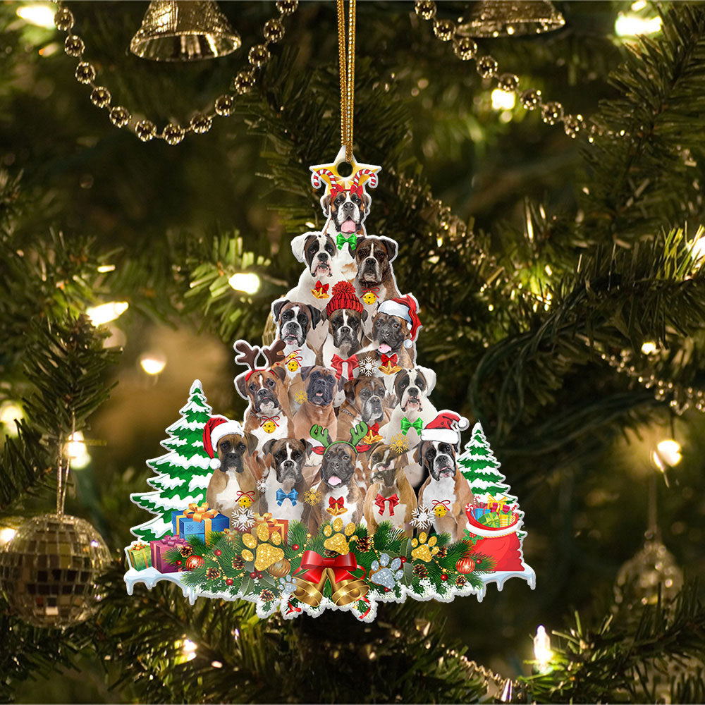 Godmerch- Ornament- Boxer Full The Christmas Tree-Two Sided Ornament, Happy Christmas Ornament, Car Ornament